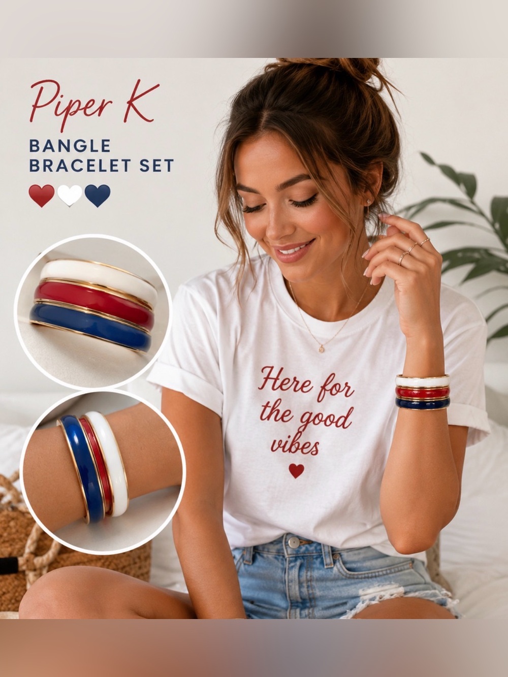 Piper K | ๐บ๐ธ Red, White & Blue Bangle Bracelet Set โฅ๏ธ๐ค๐ - Picture 2 of 7